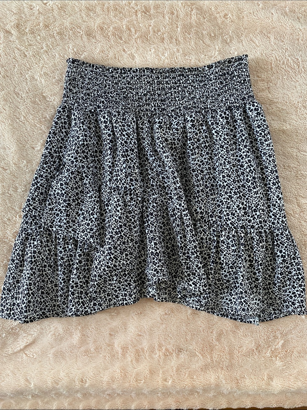 Altar'd State Black and White Floral Tiered Skater Skirt